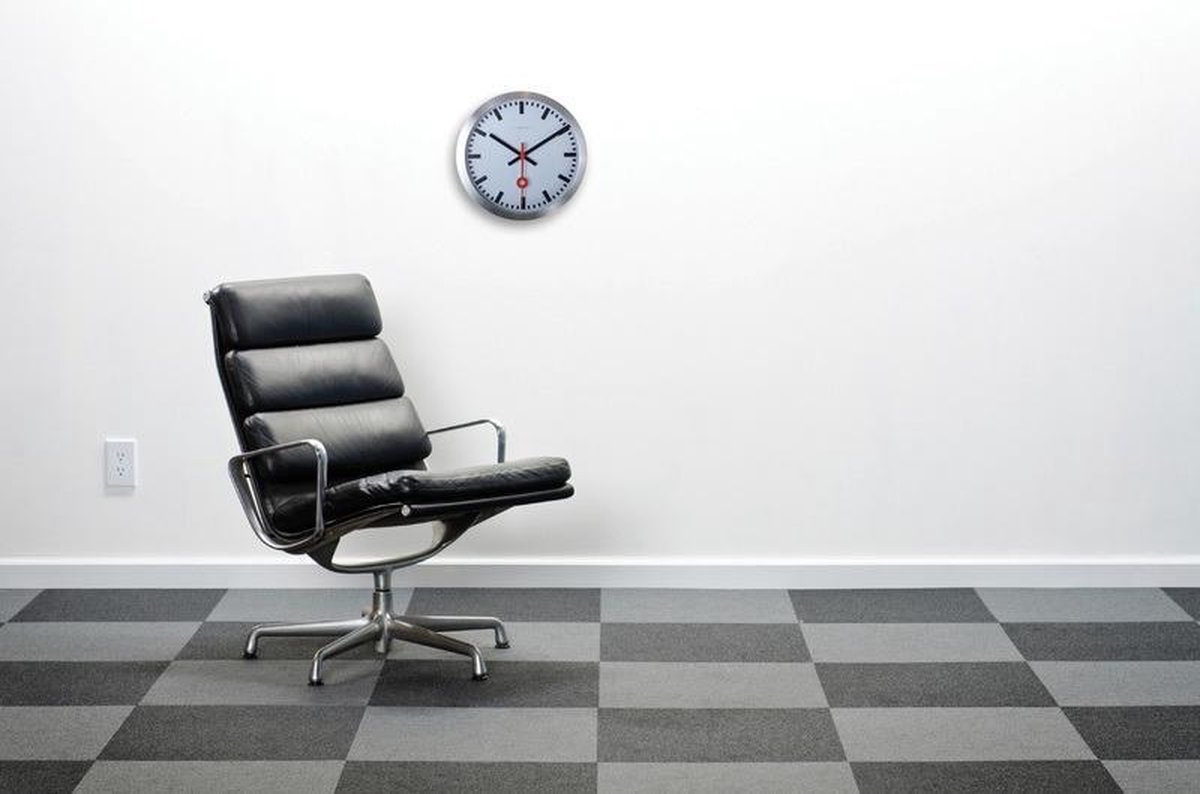 Nextime Wandklok Dia. 35 Cm, Geborsteld Aluminium, 'Station' - Wit