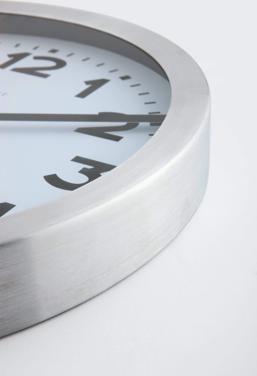 Nextime Wandklok Dia. 35 Cm, Geborsteld Aluminium, 'Station' - Wit