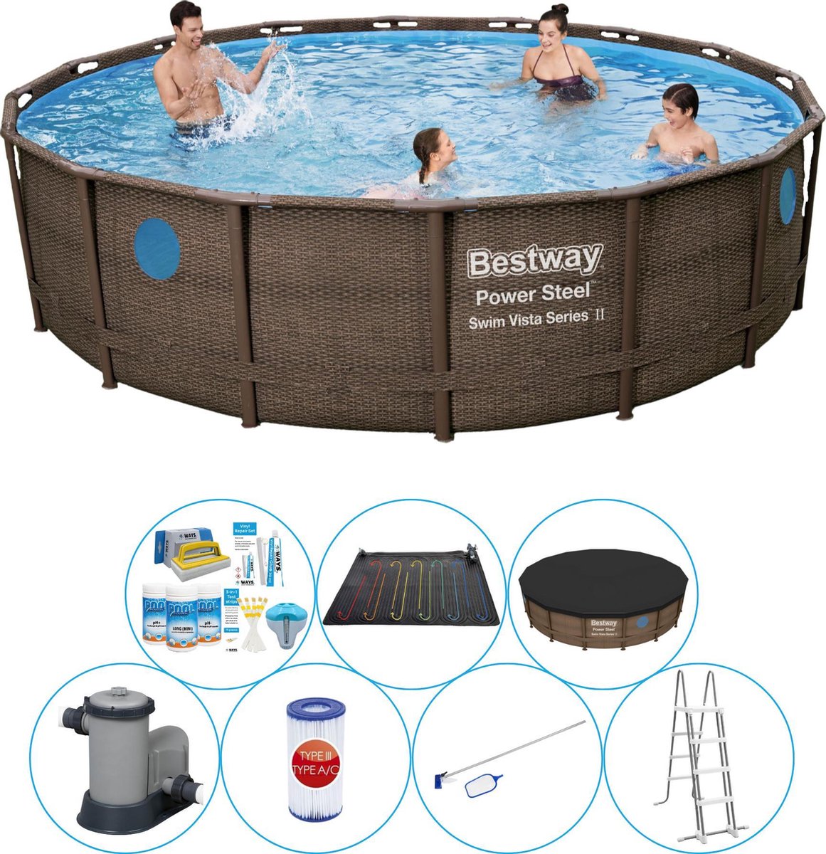 Bestway Power Steel Swim Vista Rond 549x122 Cm - Zwembad Deal - Bruin