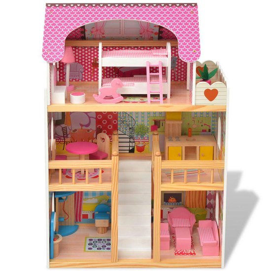 Vidaxl Poppenhuis 3 Verdiepingen 60x30x90 Cm Hout