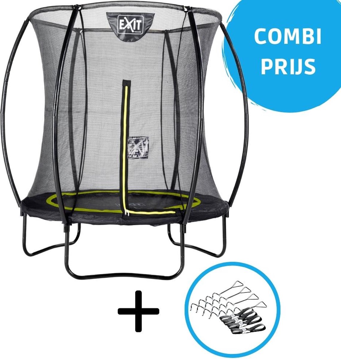 EXIT Toys Exit - Trampoline Met Veiligheidsnet En Verankeringsset - Op Poten - Silhouette - Rond - ø183cm - Zwart