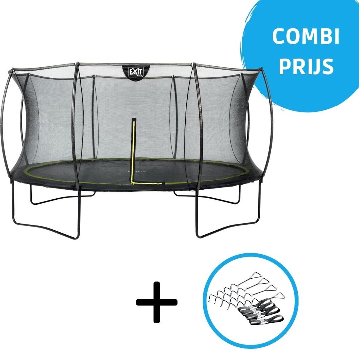 EXIT Toys Exit - Trampoline Met Veiligheidsnet En Verankeringsset - Op Poten - Silhouette - Rond - ø427cm - Zwart