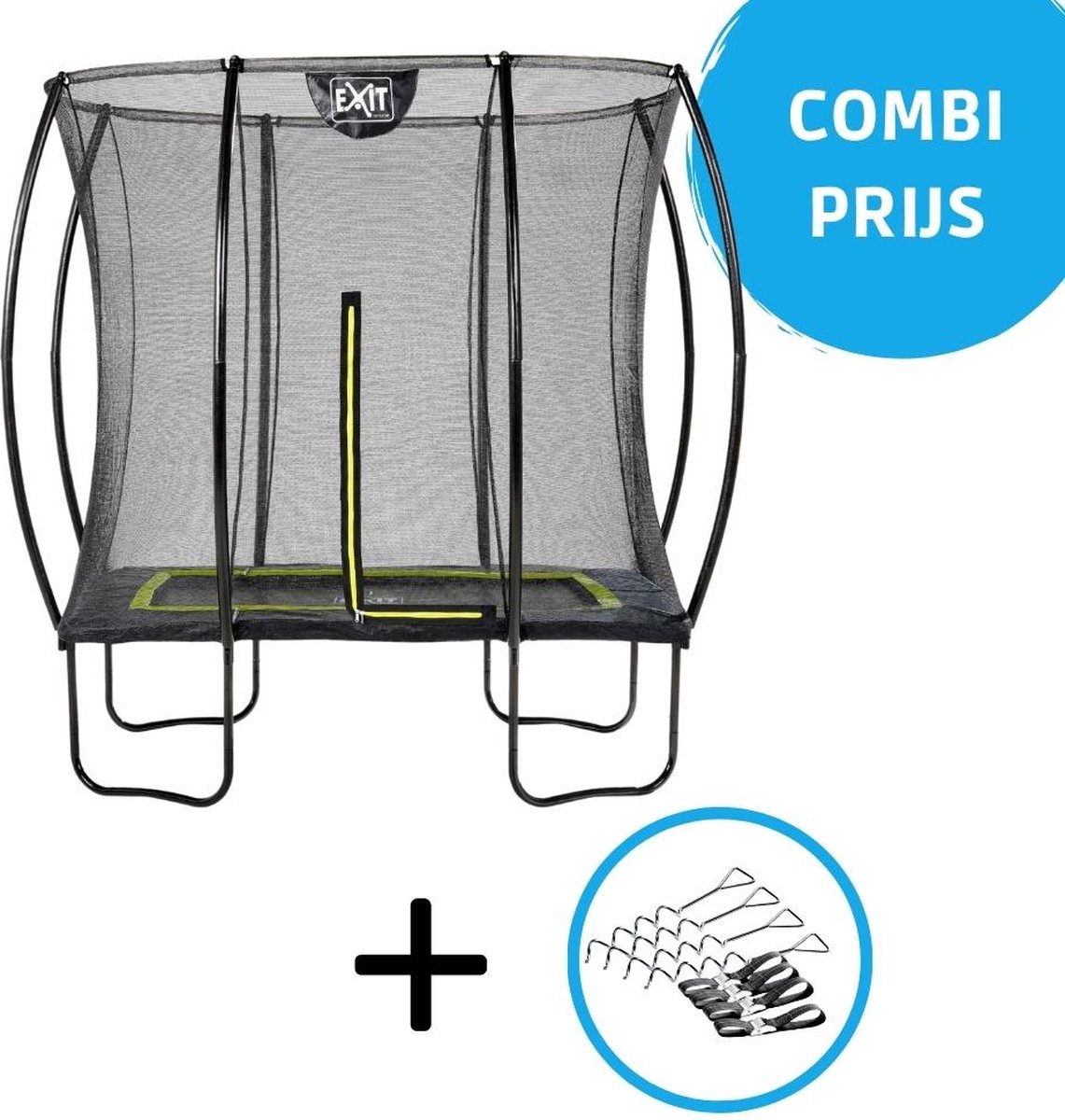 EXIT Toys Exit - Trampoline Met Veiligheidsnet En Verankeringsset - Op Poten - Silhouette - Rechthoekig - 153x214cm - Zwart