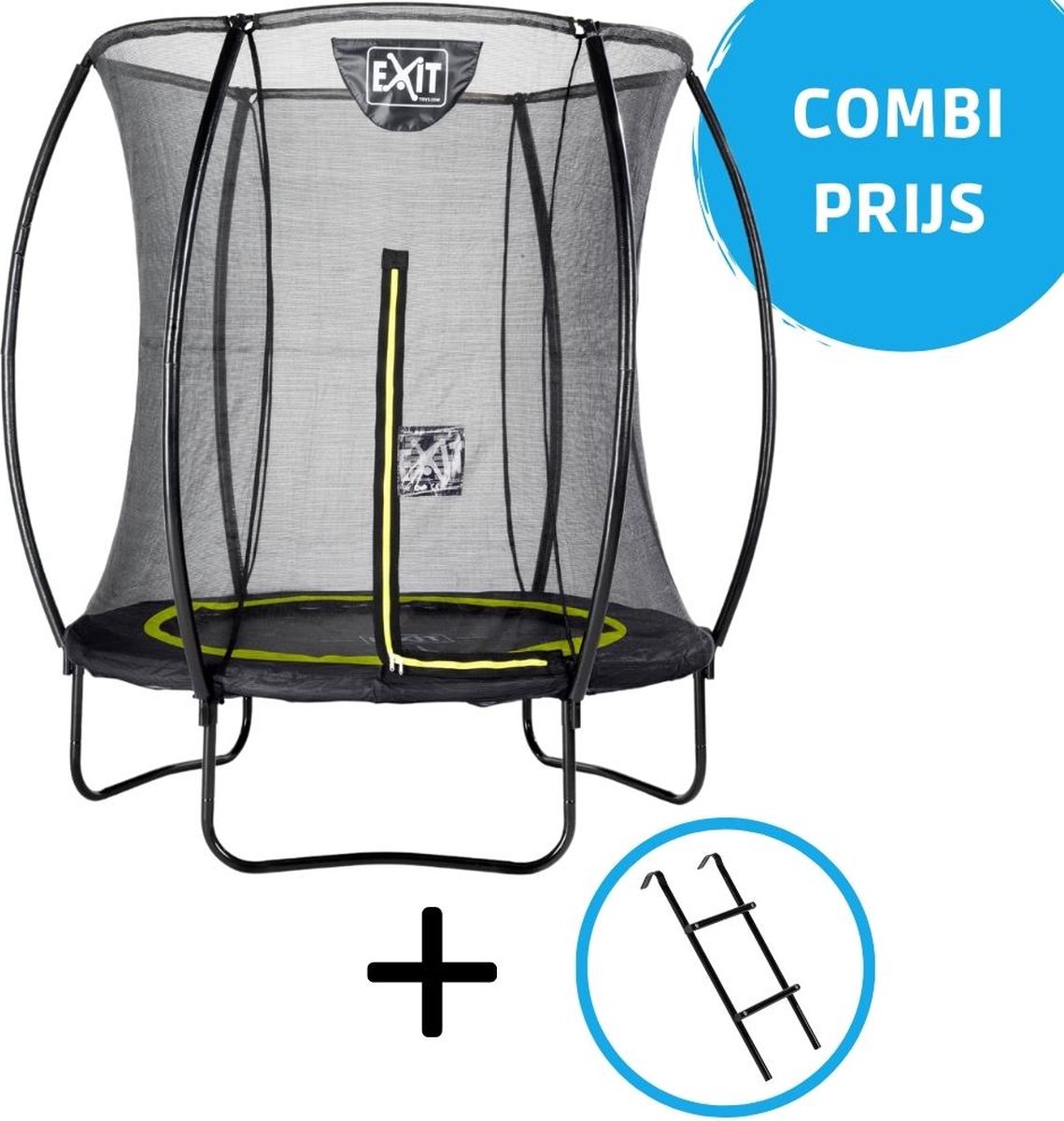 EXIT Toys Exit - Trampoline Met Veiligheidsnet En Ladder - Op Poten - Silhouette - Rond - ø183cm - Zwart