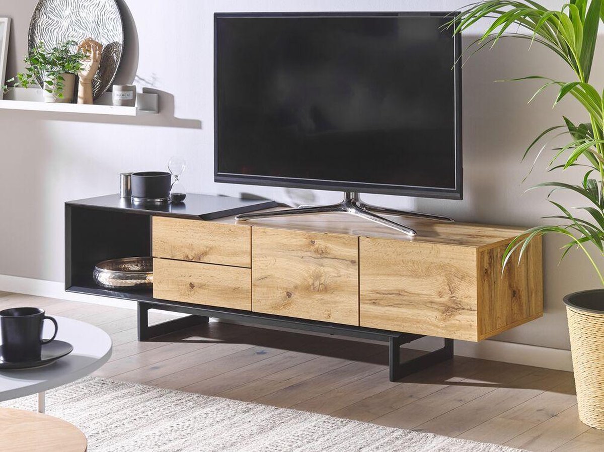 Beliani Fiora - Tv-meubel-lichte Houtkleur-mdf - Marrón