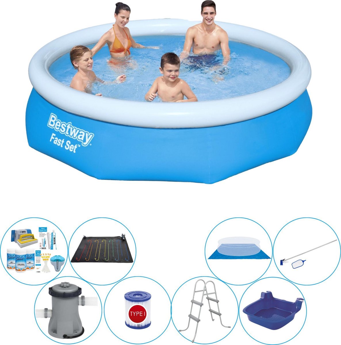 Bestway Fast Set Rond 305x76 Cm - 9-delig - Slimme Zwembad Deal - Blauw