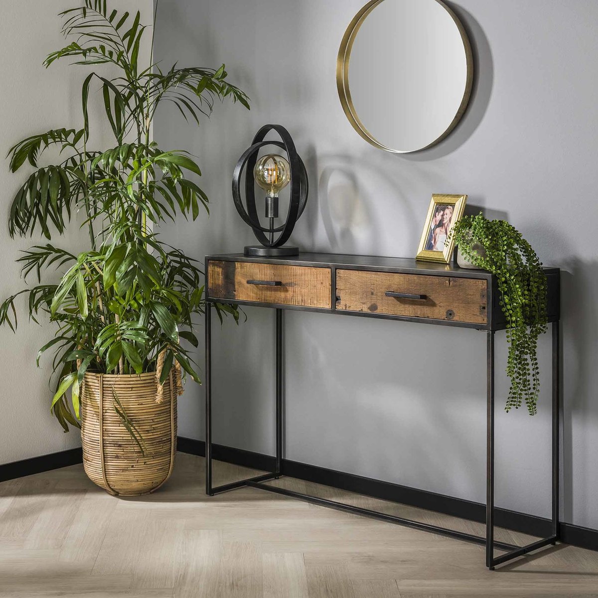 Dimehouse Sidetable Industrieel Hout Charlie - Metaal - Zwart