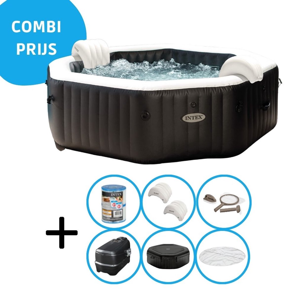 Intex - Jet & Bubble Deluxe - Jacuzzi - 201 X 71 Cm Met Onderhoudskit - Zwart