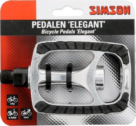 Simson Pedalen Set Elegant 9/16 Inch Zilver/zwart - Silver