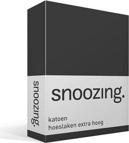 Snoozing - Katoen - Extra Hoog - Hoeslaken - 160x200 - Antraciet - Grijs