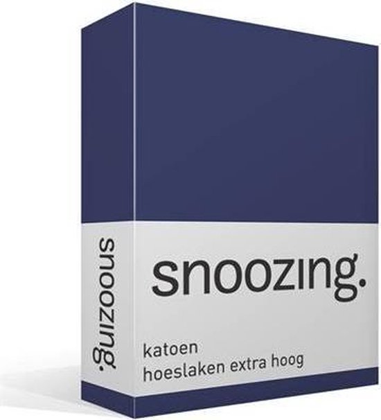 Snoozing - Katoen - Extra Hoog - Hoeslaken - 90x200 - Navy - Blauw