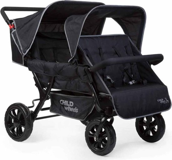 CHILDWHEELS Vierlingbuggy Two By Two Cwtb2 - Zwart