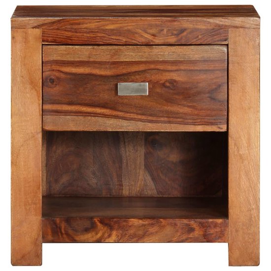 Vidaxl Nachtkastje Met 1 Lade Massief Sheeshamhout - Bruin