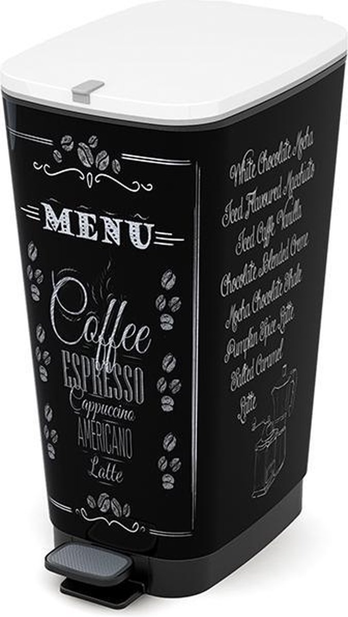 Kis Chic Bin Coffee Menu Pedaalemmer - Maat L - 50 L - Zwart