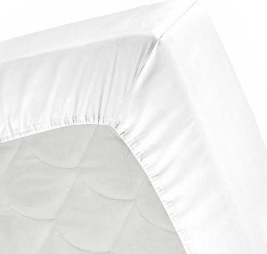 Cinderella Katoen-satijn Topper Hoeslaken - 100% Katoen-satijn - 1-persoons (90x220 Cm) - White - Wit