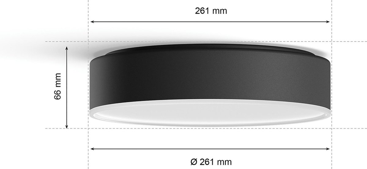 Philips ENRAVE PLAFONDLAMP - WARM TOT KOELWIT LICHT - Zwart