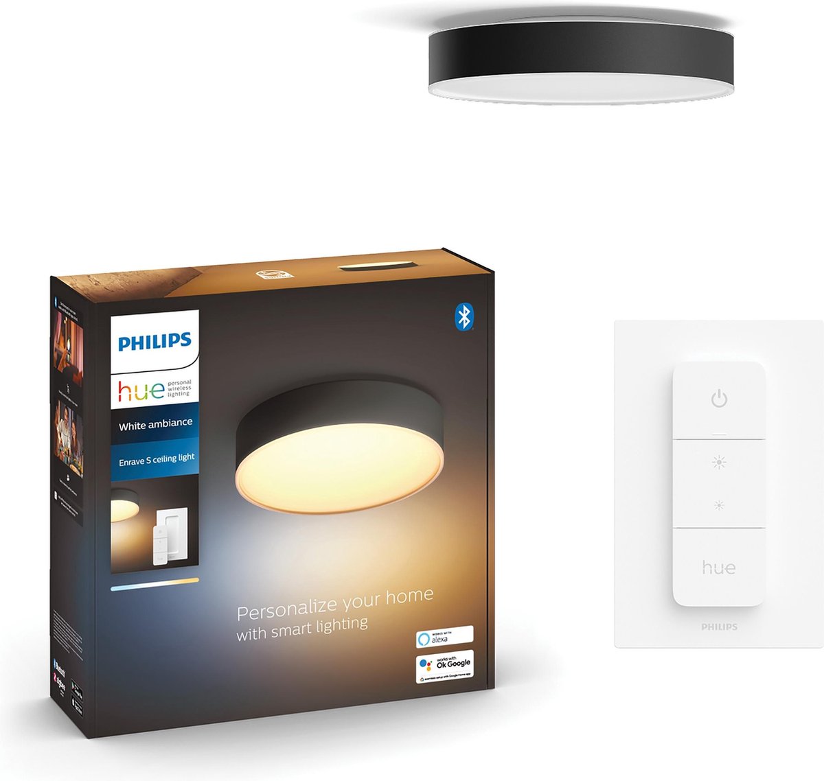 Philips ENRAVE PLAFONDLAMP - WARM TOT KOELWIT LICHT - Zwart