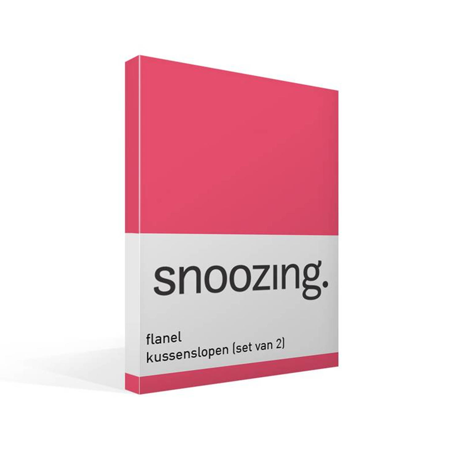 Snoozing Flanel Kussenslopen (Set Van 2) - 100% Geruwde Flanel-katoen - 60x70 Cm - Standaardmaat - Fuchsia - Roze