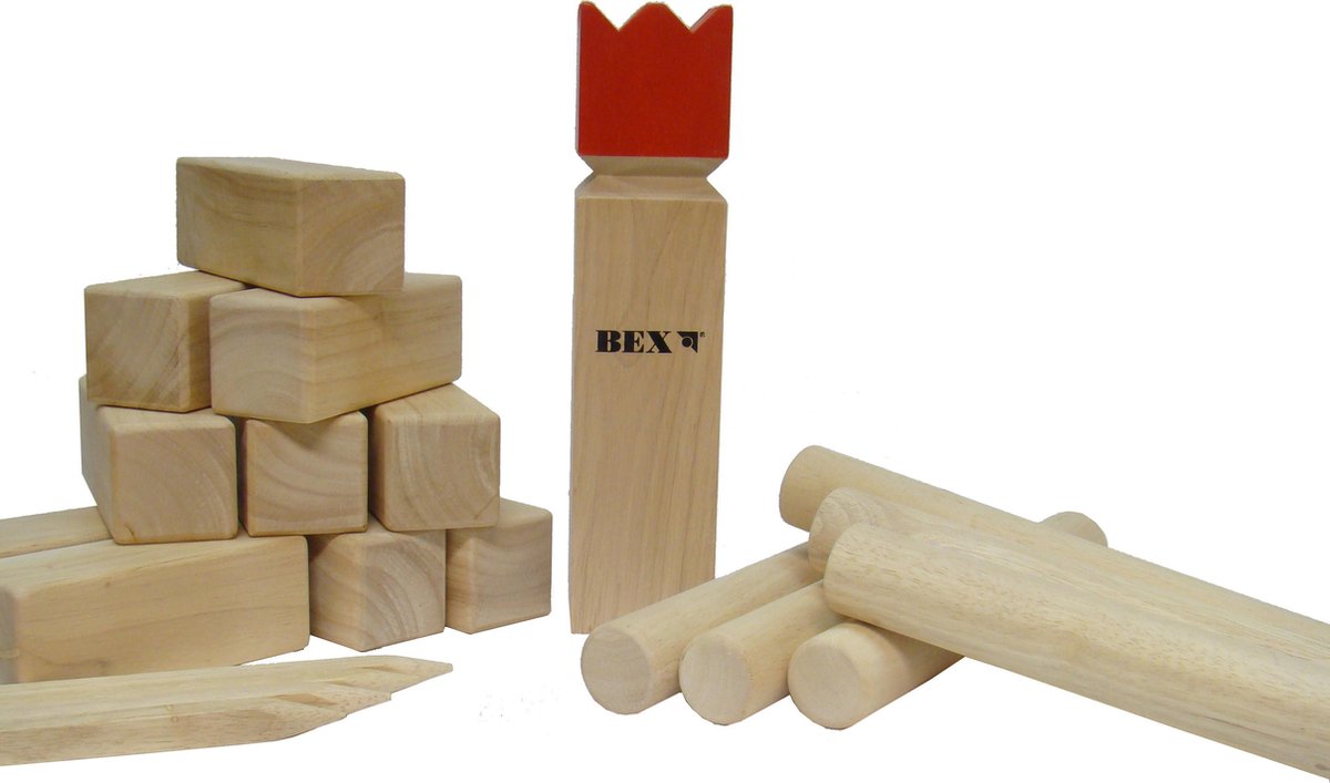 BEX Kubb Viking Original Rode Koning Rubberhout