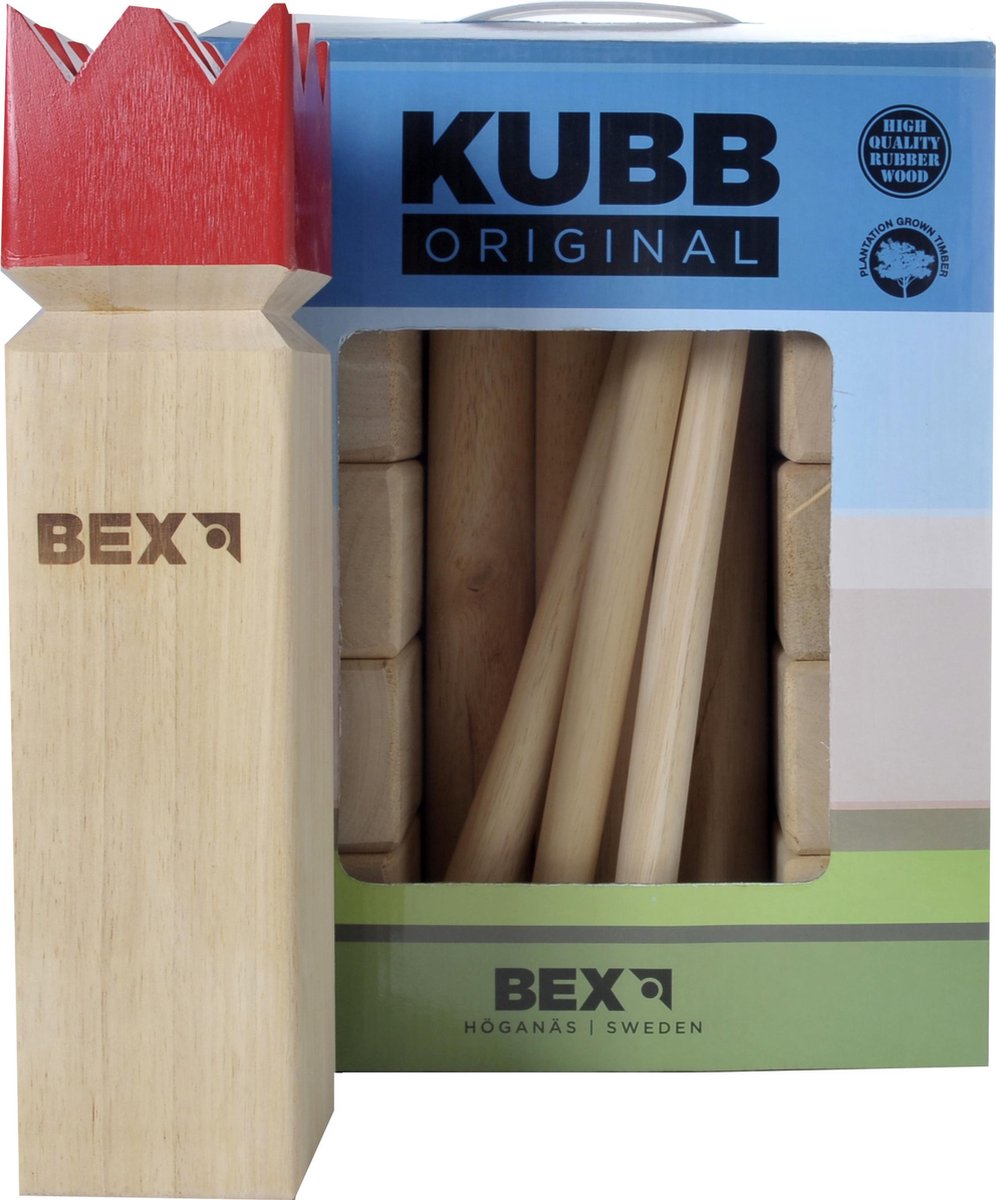 BEX Kubb Viking Original Rode Koning Rubberhout