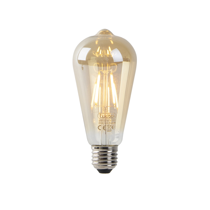 LED filament ST64 4W 2200K goud met licht-donker sensor