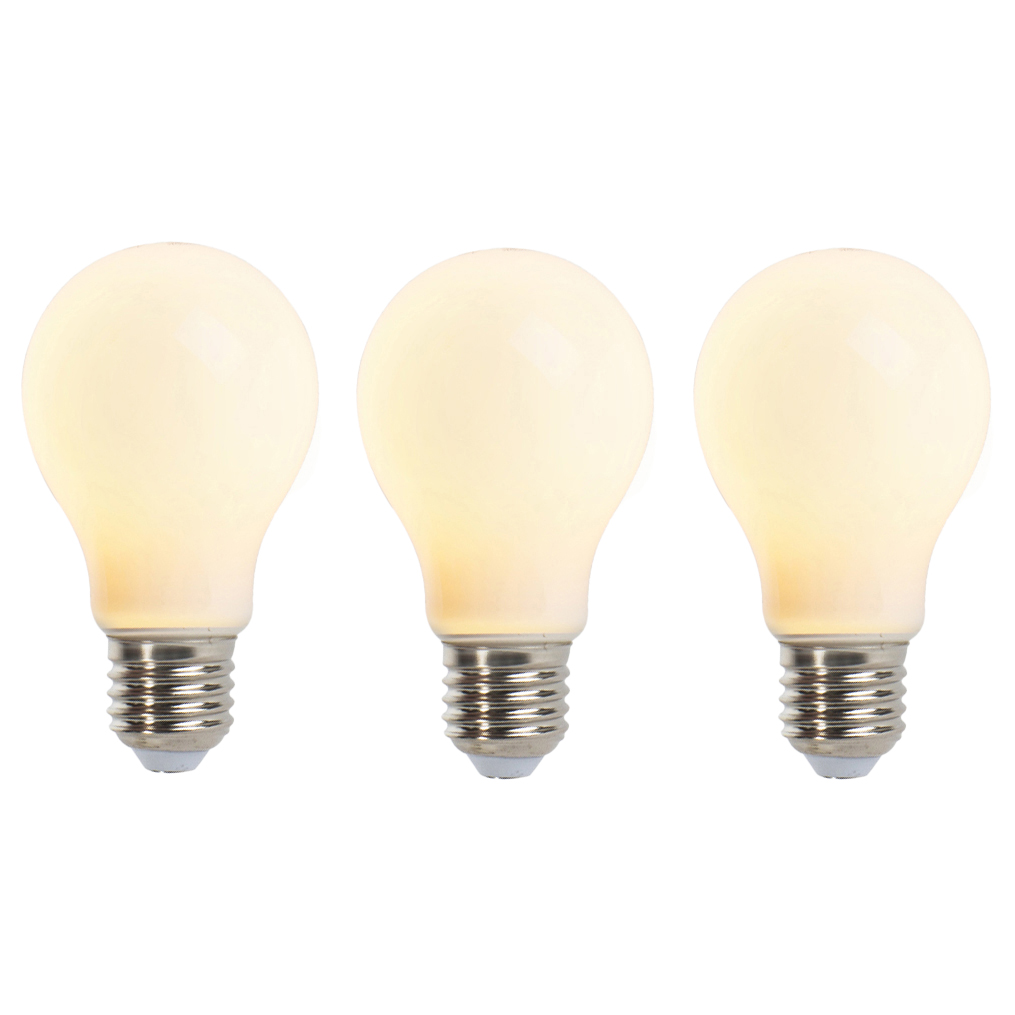 Set van 3 E27 dimbare LED filament lamp mat 5W 380lm 2350K