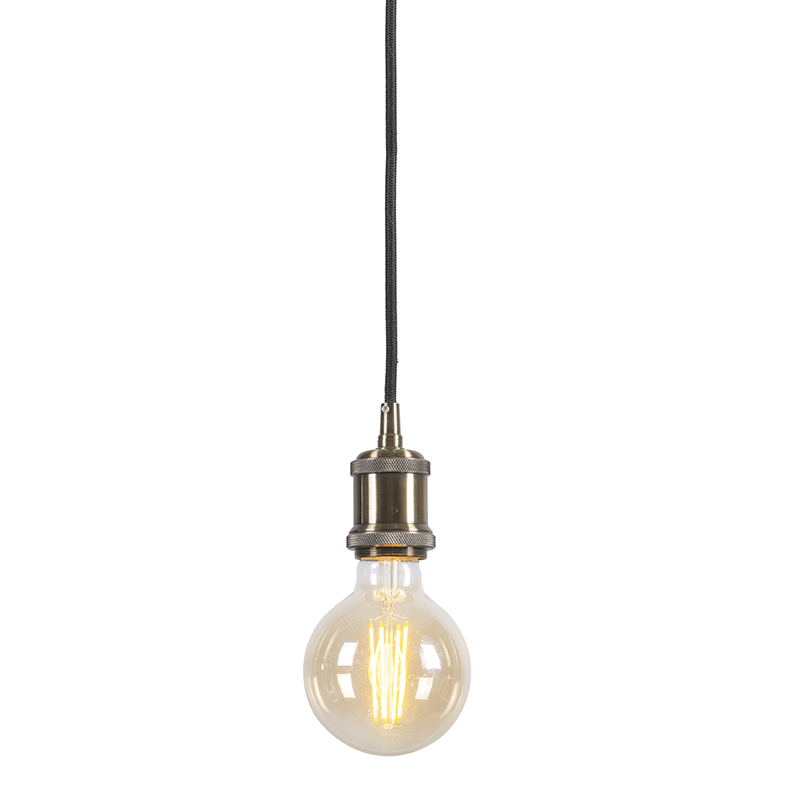 QAZQA Moderne hanglamp brons met zwart kabel - Cava Classic