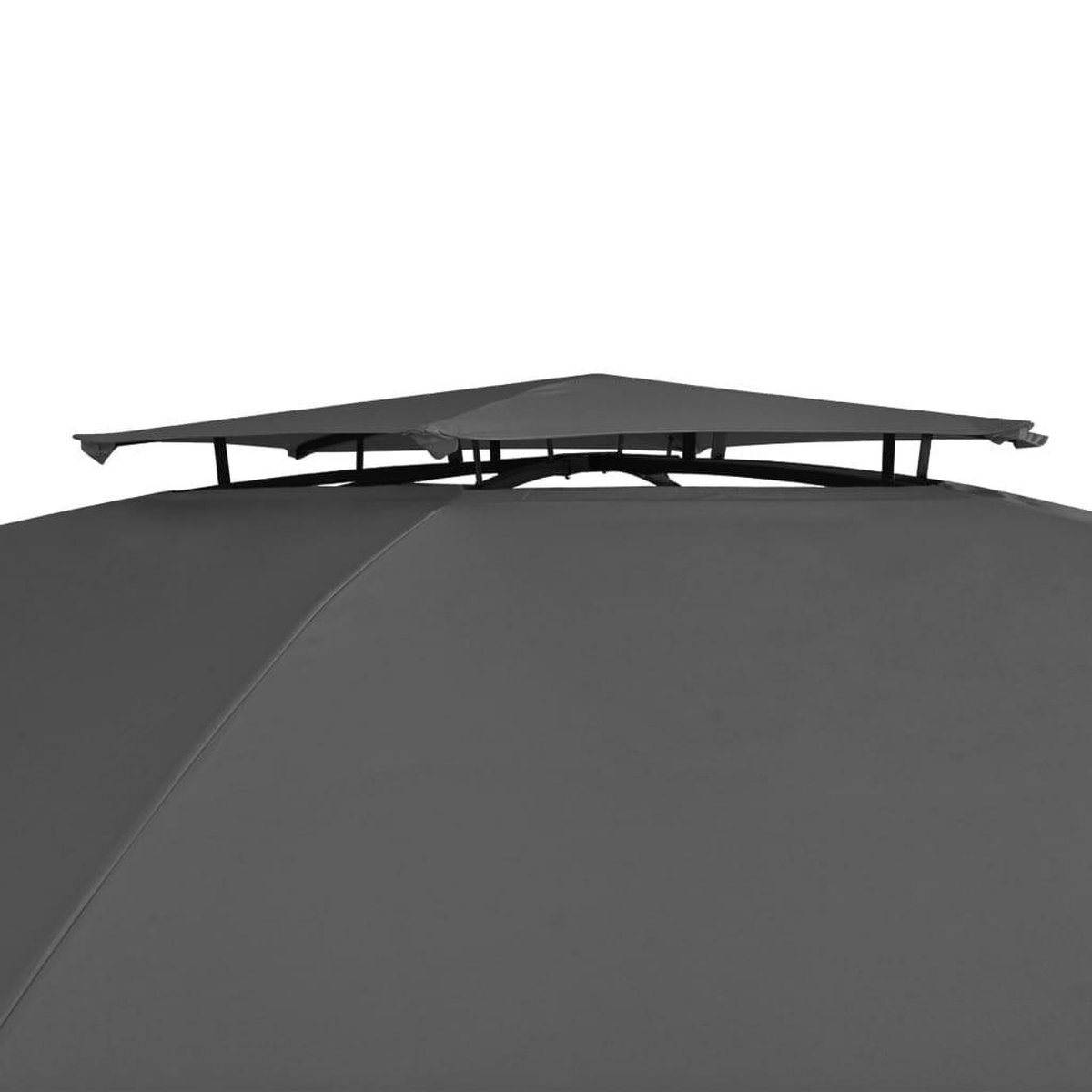 Vidaxl Tuinpaviljoen Met Gordijnen Hexagonaal 360x265 Cm - Grijs