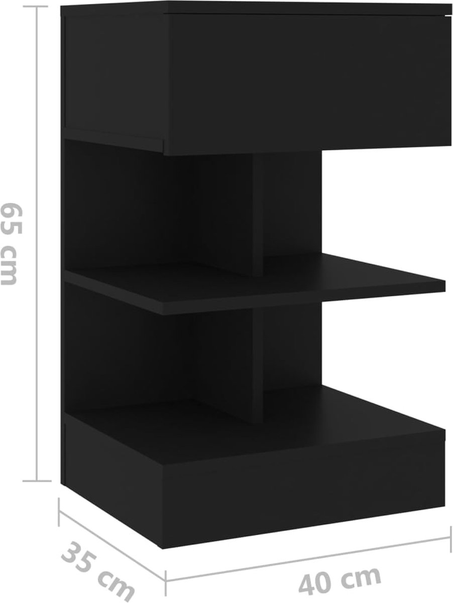 Vidaxl Nachtkastje 40x35x65 Cm Spaanplaat - Zwart