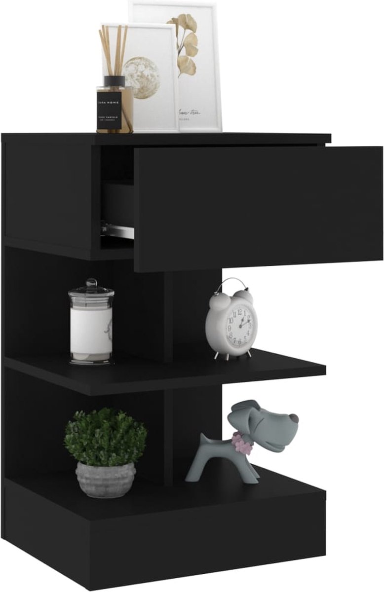 Vidaxl Nachtkastje 40x35x65 Cm Spaanplaat - Zwart