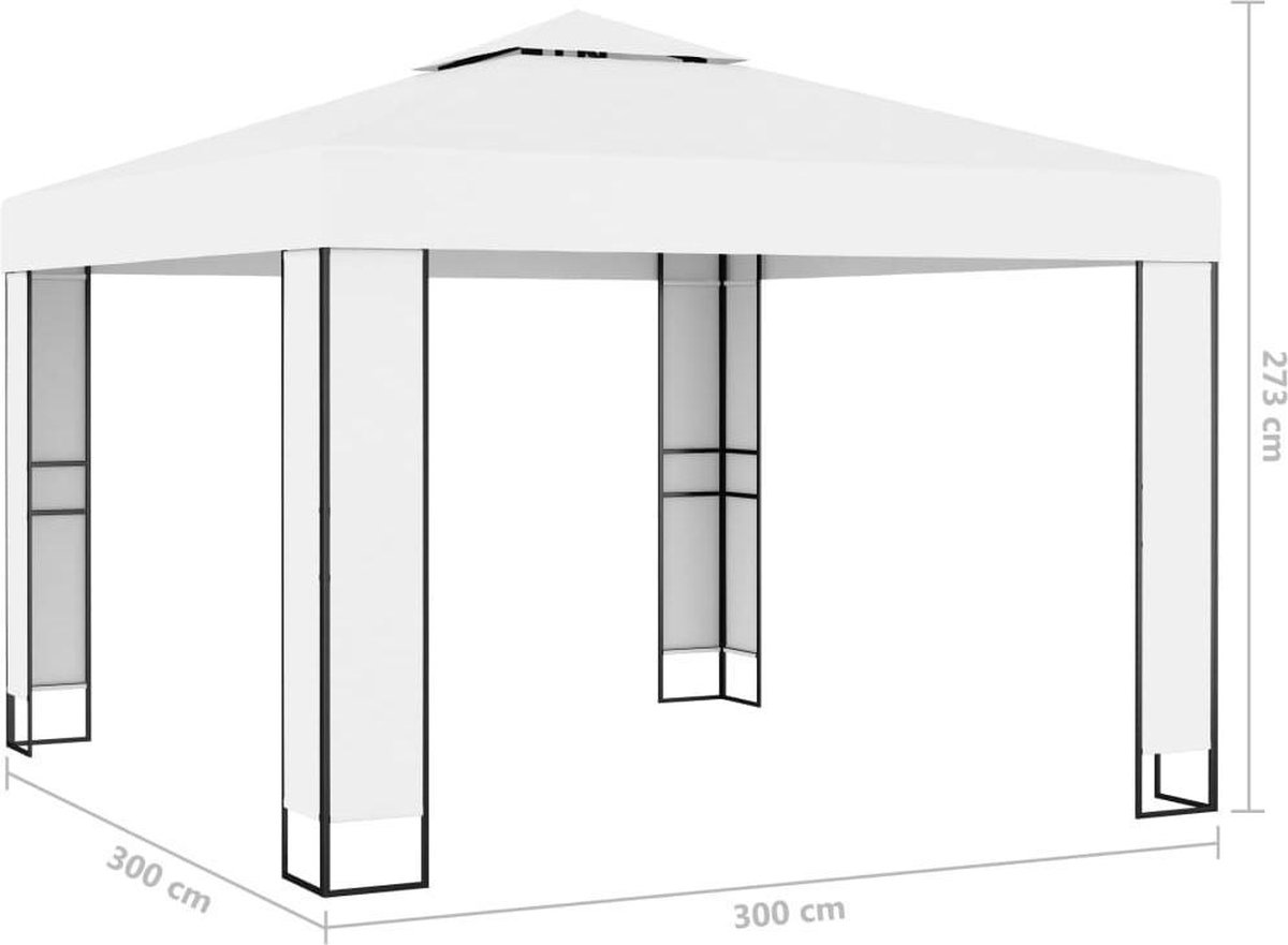 Vidaxl Prieel Met Dubbel Dak 3x3 M - Wit