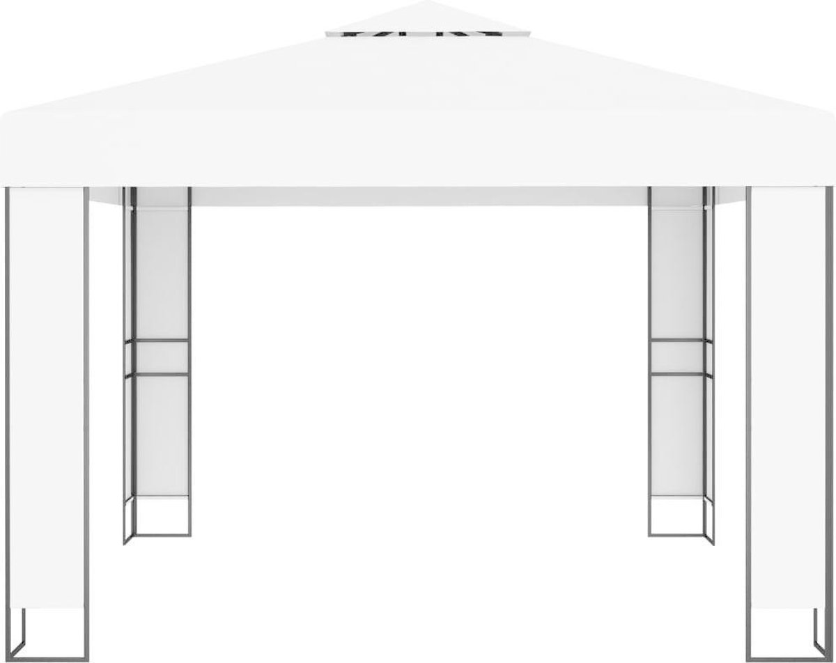 Vidaxl Prieel Met Dubbel Dak 3x3 M - Wit