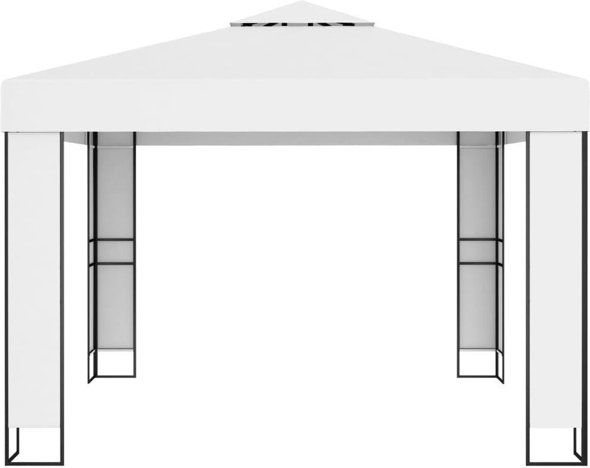 Vidaxl Prieel Met Dubbel Dak 3x3 M - Wit