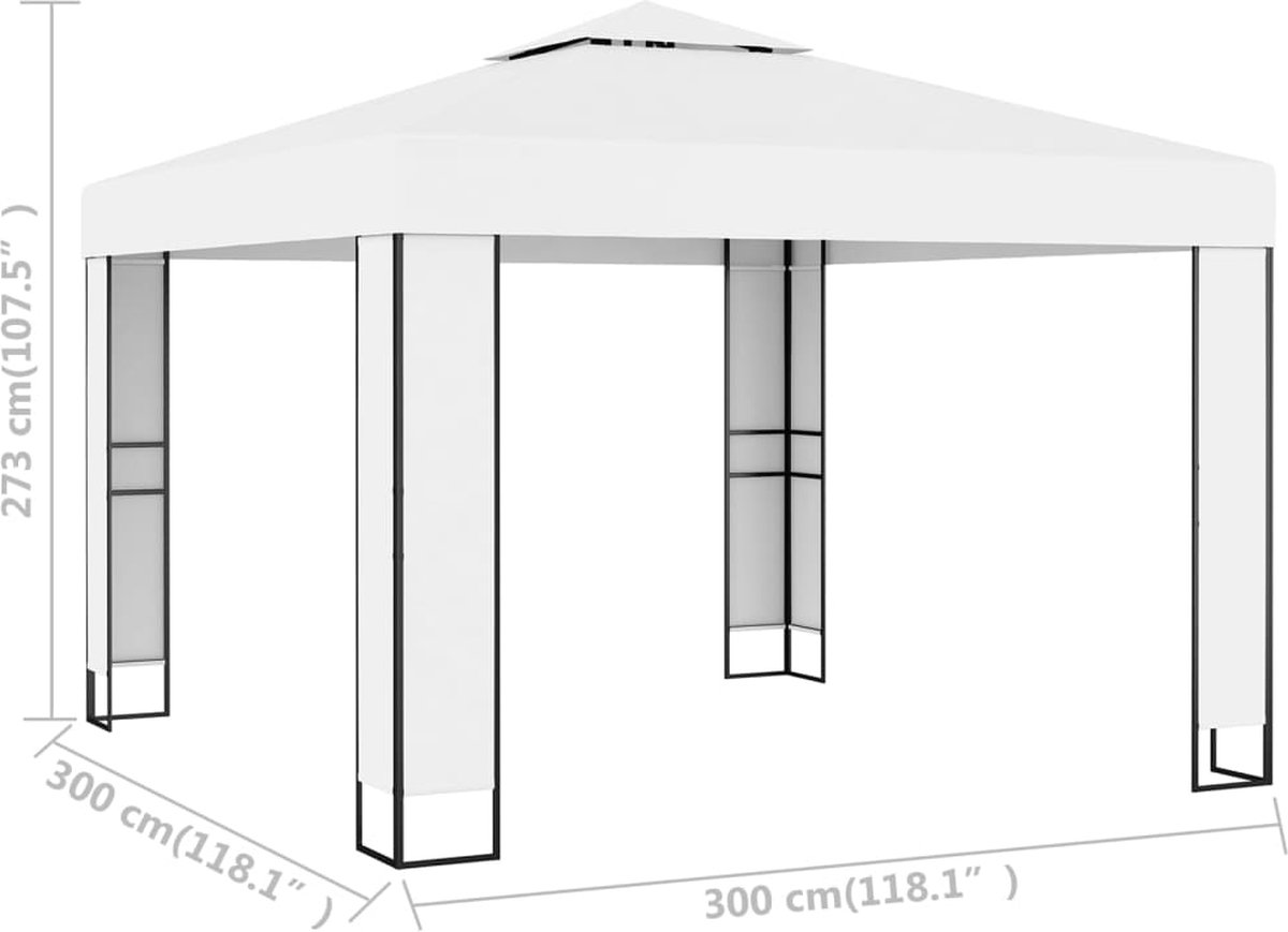 Vidaxl Prieel Met Dubbel Dak 3x3 M - Wit