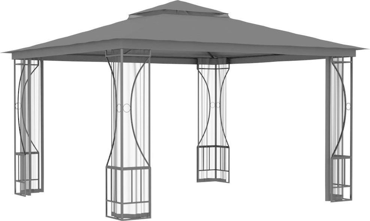 Vidaxl Prieel Met Netten 300x300x265 Cm Antracietkleurig - Grijs
