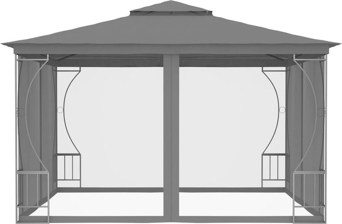 Vidaxl Prieel Met Netten 300x300x265 Cm Antracietkleurig - Grijs