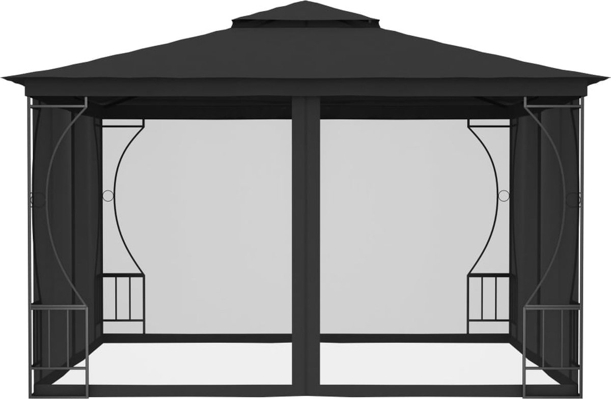 Vidaxl Prieel Met Netten 300x300x265 Cm Antracietkleurig - Grijs