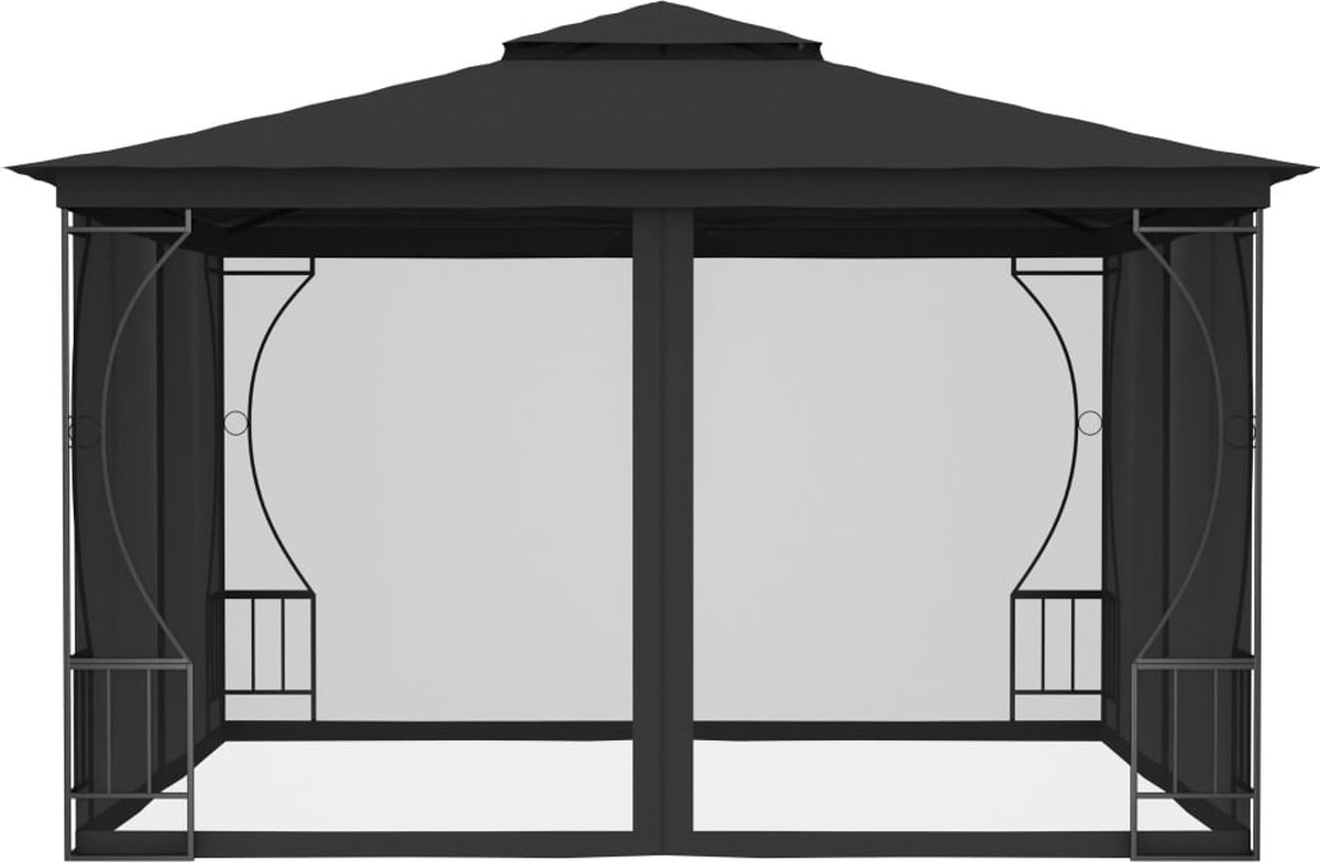 Vidaxl Prieel Met Netten 300x300x265 Cm Antracietkleurig - Grijs