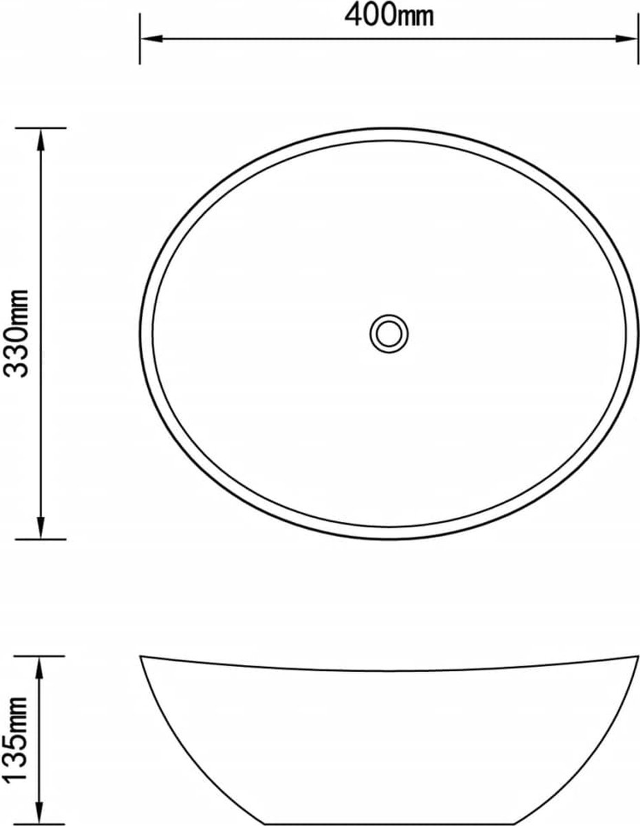 Vidaxl Wastafel Ovaal 40x33 Cm Keramiek Matwit