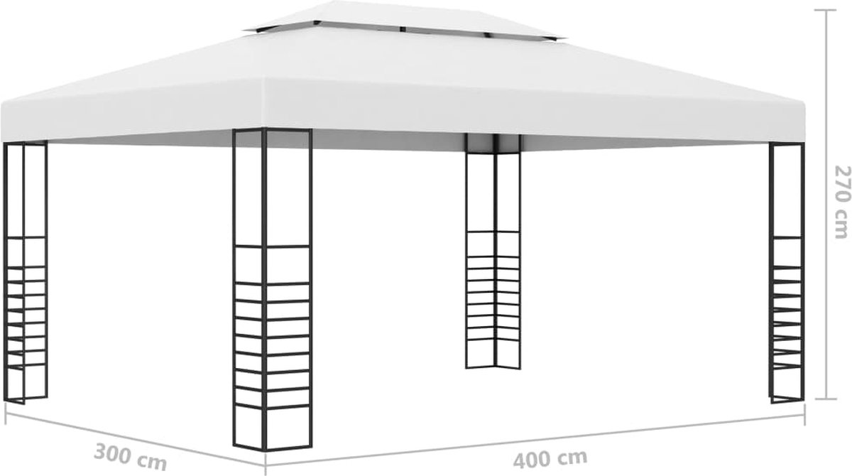 Vidaxl Prieel Met Led-lichtslinger 4x3x2,7 M - Wit