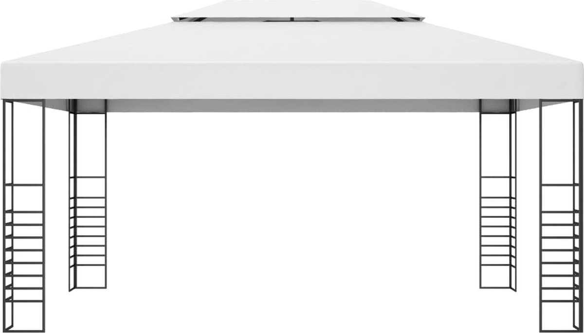 Vidaxl Prieel Met Led-lichtslinger 4x3x2,7 M - Wit