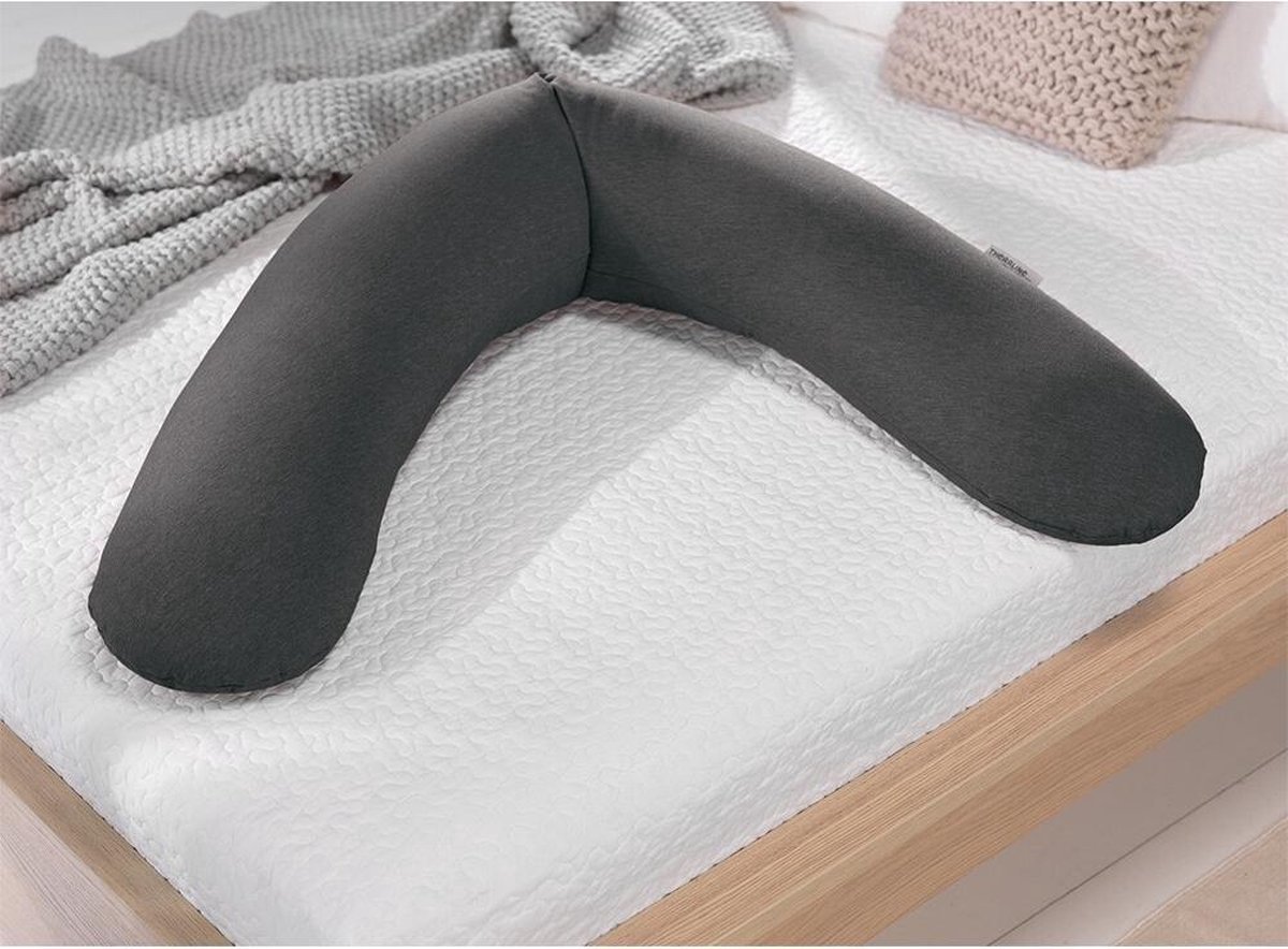 Theraline Voedingskussen Met Bamboe Hoes Melange Anthracite 190 Cm - Grijs