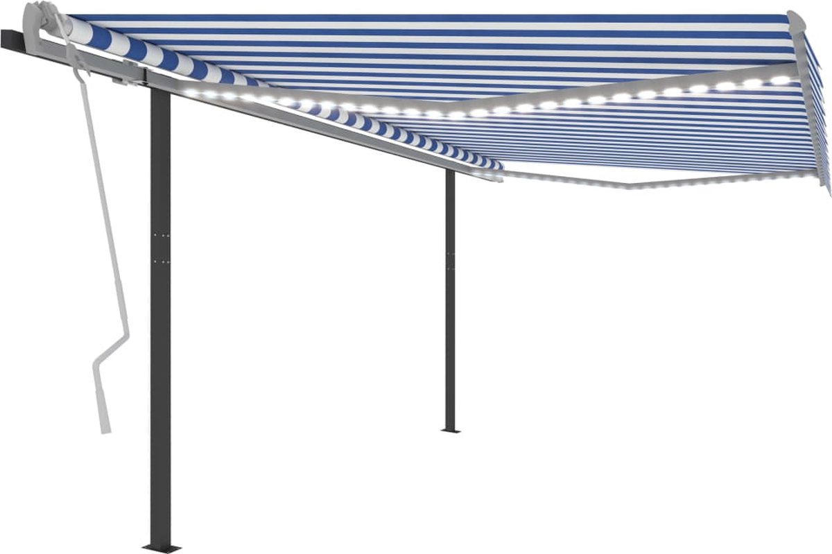 Vidaxl Luifel Automatisch Met Led En Windsensor 4,5x3,5 M En - Blauw