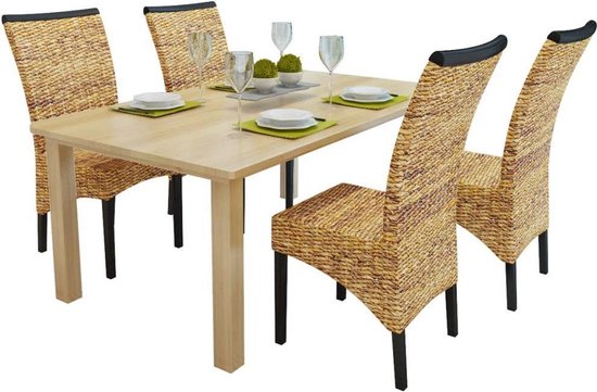 Vidaxl Eetkamerstoelen 4 Stuks Abaca - Bruin