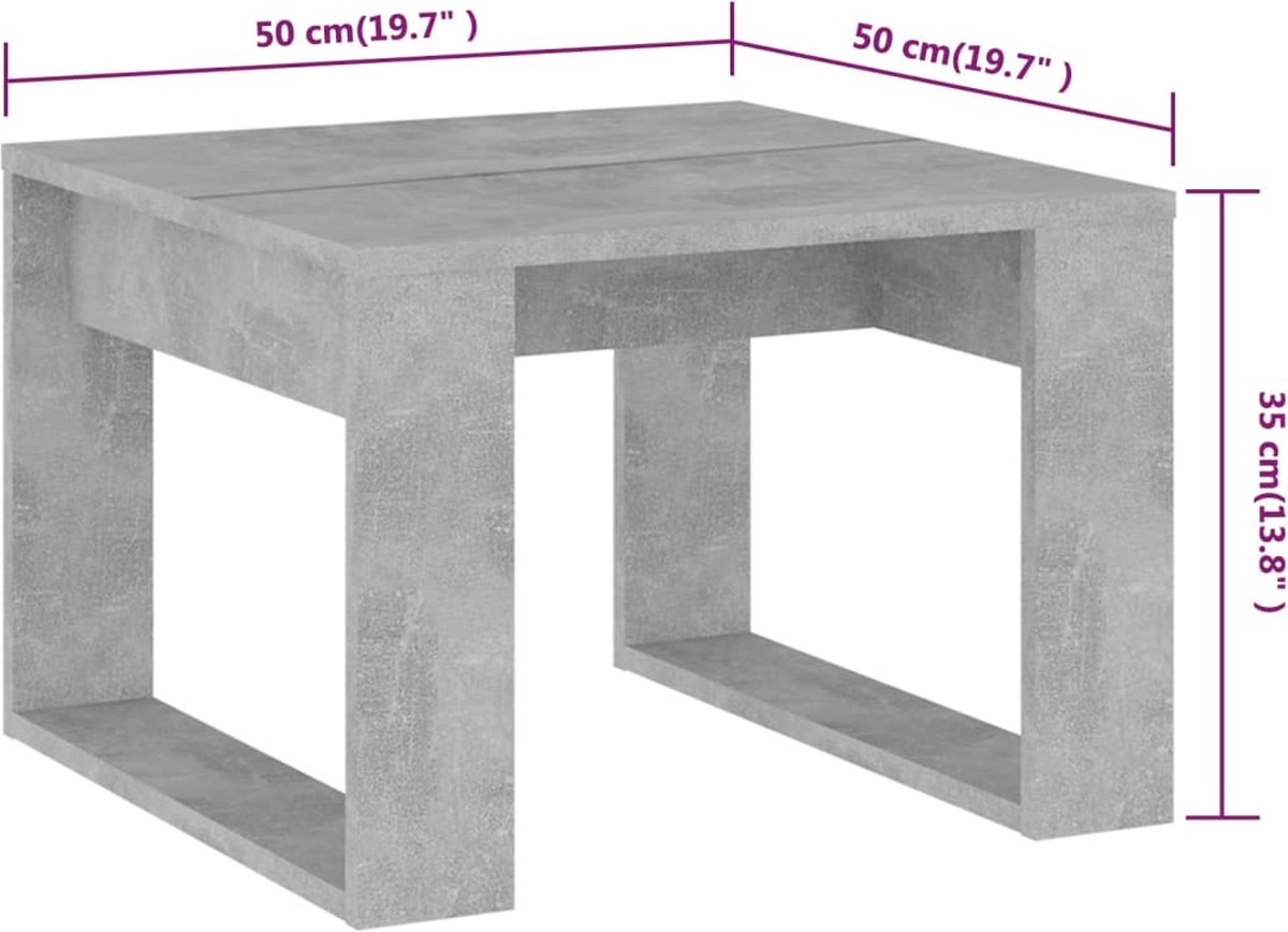 Vidaxl Bijzettafel 50x50x35 Cm Spaanplaat Beton - Grijs