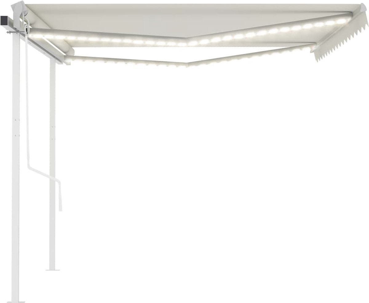 Vidaxl Luifel Automatisch Met Led En Windsensor 4x3,5 M Crèmekleurig