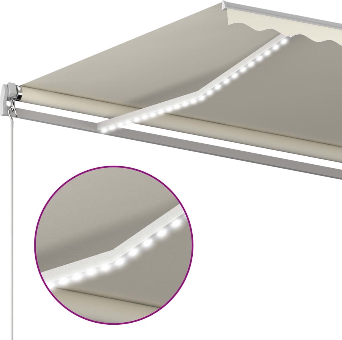 Vidaxl Luifel Automatisch Met Led En Windsensor 4x3,5 M Crèmekleurig