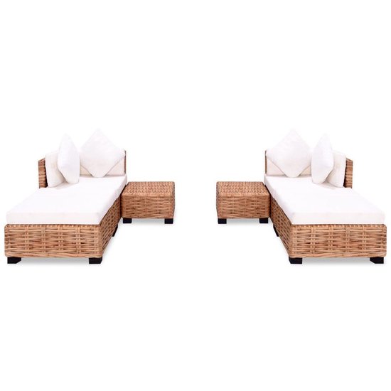 Vidaxl Loungeset Natuurlijk Rattan 16-delig - Bruin