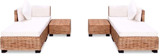 Vidaxl Loungeset Natuurlijk Rattan 16-delig - Bruin