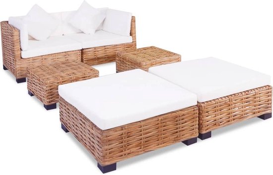 Vidaxl Loungeset Natuurlijk Rattan 16-delig - Bruin